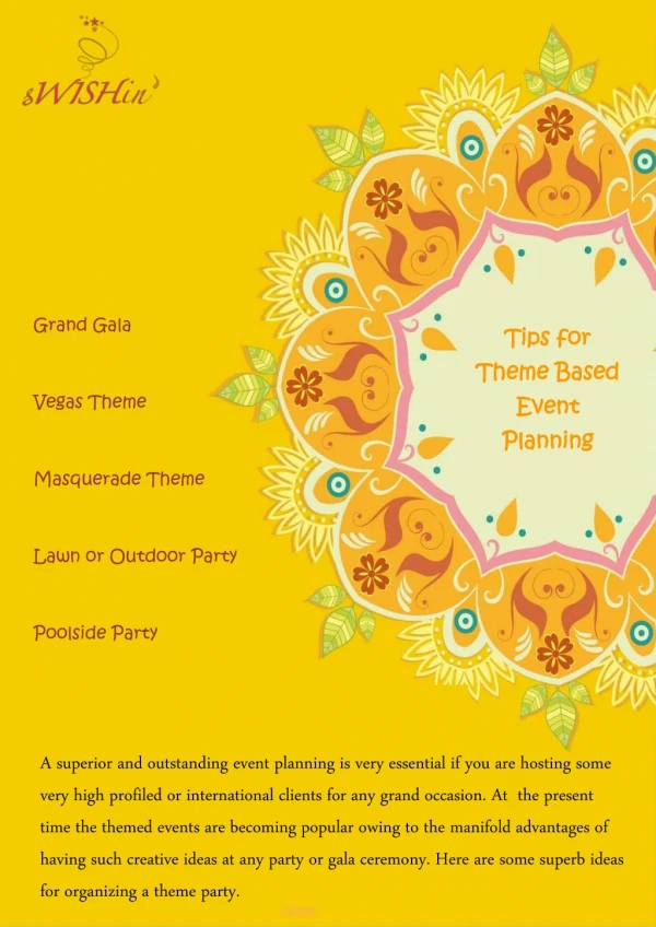 Tips for Theme Based Event Planning- sWISHin Event management company