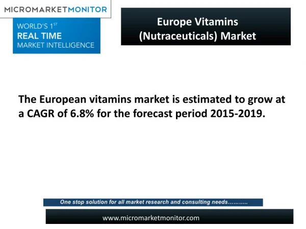 Europe Vitamins (Nutraceuticals) Market