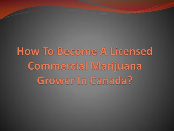 How To Become A Licensed Commercial Marijuana Grower In Canada?