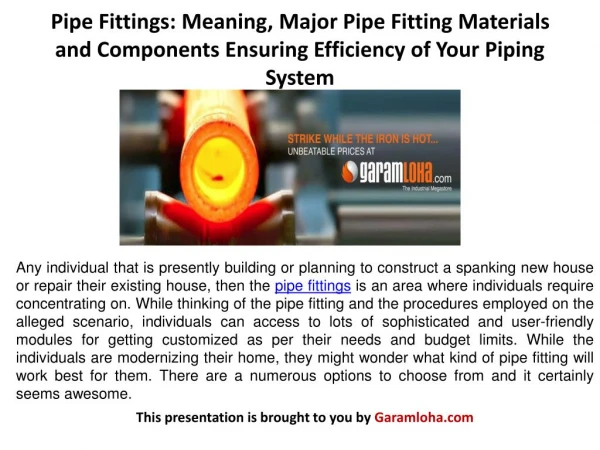 Pipe Fittings: Meaning, Major Pipe Fitting Materials and Components Ensuring Efficiency of Your Piping System