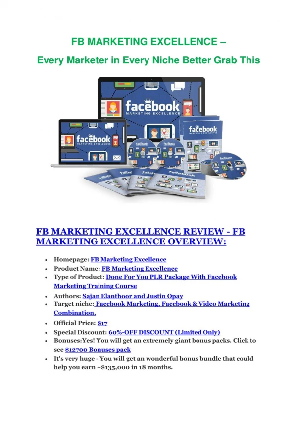 FB Marketing Excellence review in detail and (FREE) $21400 bonus