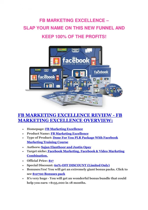 FB Marketing Excellence review-FB Marketing Excellence (MEGA) $23,800 bonuses