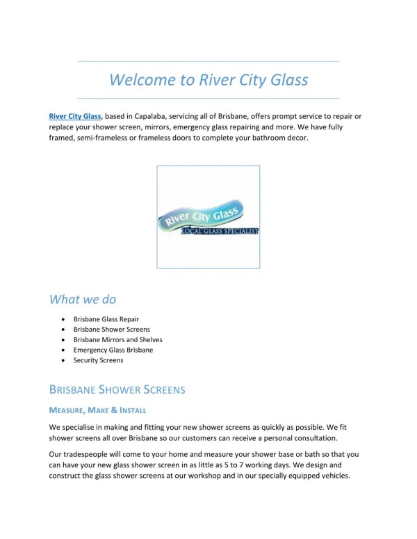 River City Glass - Glass Replacement Company