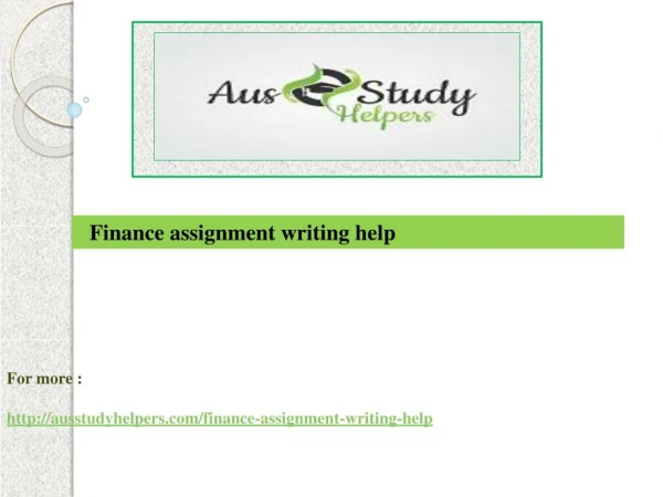 Finance assignment writing help | Ausstudyhelpers