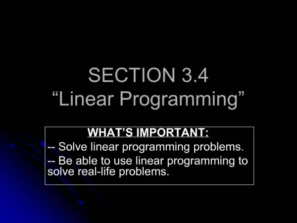 SECTION 3.4 Linear Programming