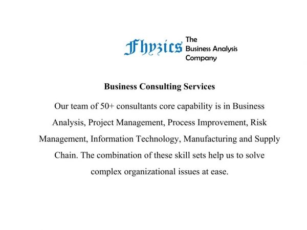Business Analyst Course at Fhyzics Business Consultant Private Limited