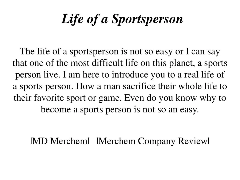 life of a sportsperson