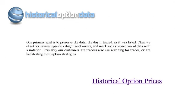 Historical Option Prices