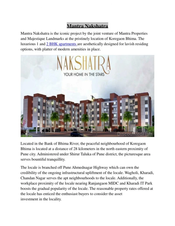 Mantra Nakshatra Iconic Project by Mantra Properties and Majestique Landmarks