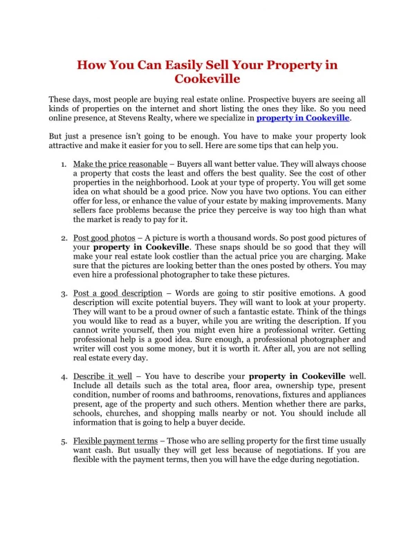 How You Can Easily Sell Your Property in Cookeville