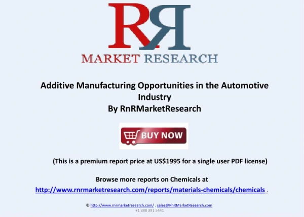 Additive Manufacturing Opportunities in the Automotive Industry