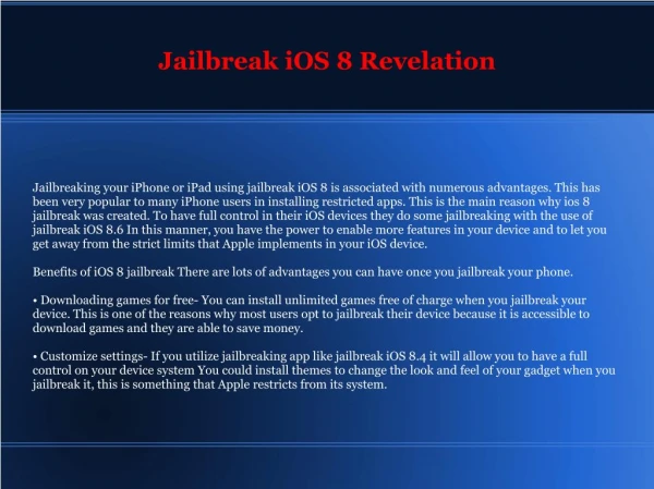 Good Reasons to Upgrade iOS 8 Jailbreak Right Now