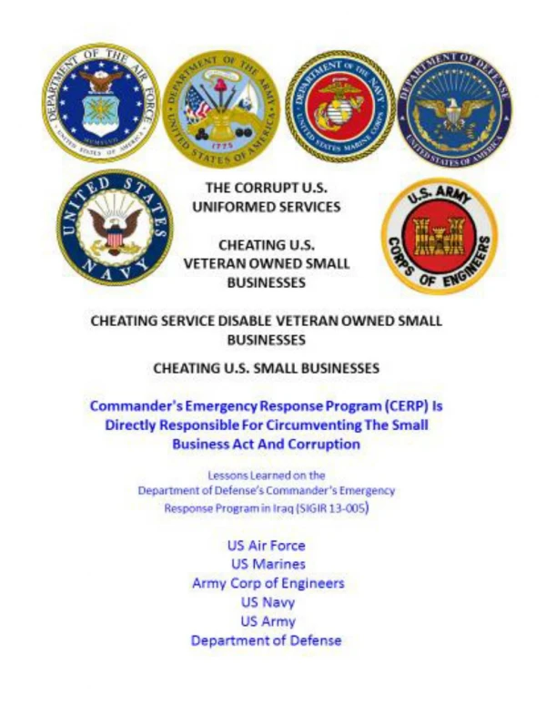 Blog 39 USMC 20150725 13-005 Audit Report : Commander's Emergency Response Program (CERP) Is Responsible For Circumventi