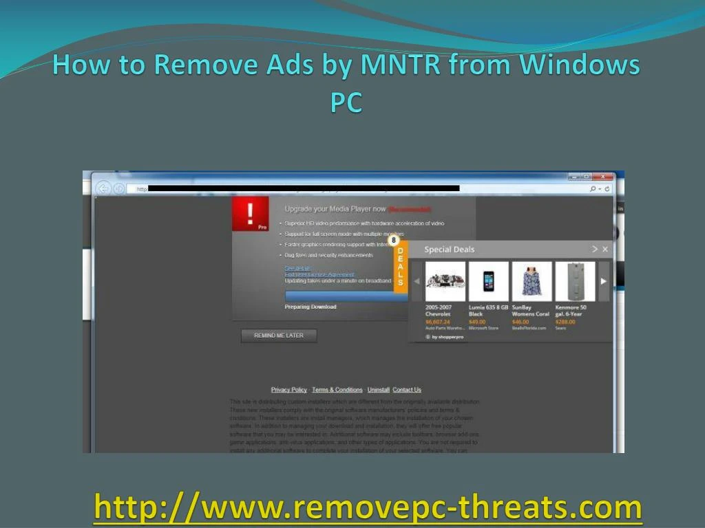 how to remove ads by mntr from windows pc