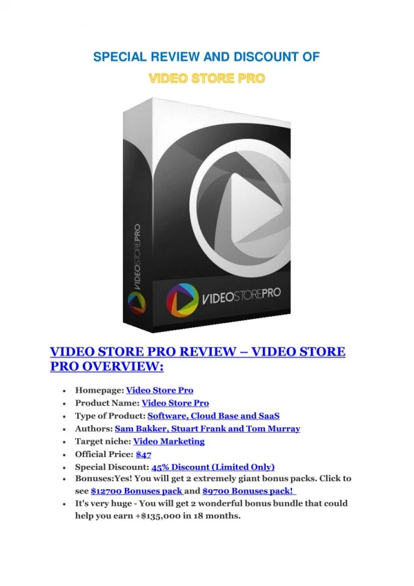 Video Store Pro review demo and premium bonus