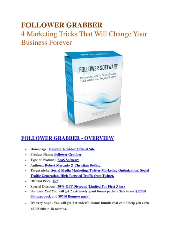Follower Grabber review and $26,900 bonus - AWESOME!