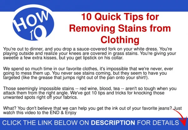10 Quick Tips for Removing Stains from Clothing | Strain Remover