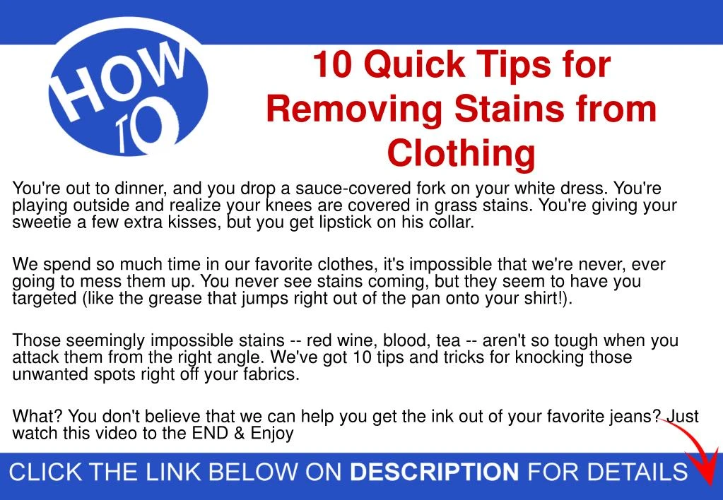 10 quick tips for removing stains from clothing