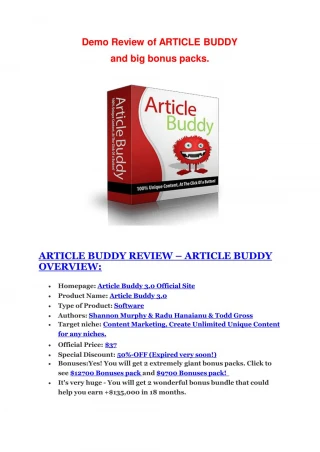Article Buddy 3.0 Review-$24,700 BONUS & DISCOUNT - slide 1