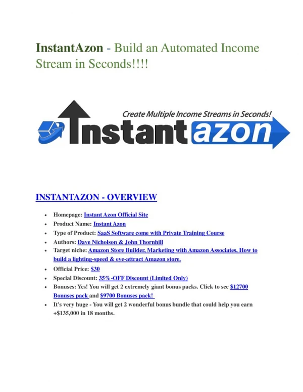 InstanstAzon review & massive 100 bonus items. Review in Detail of InstanstAzon and Premium BONUSES of InstanstAzon