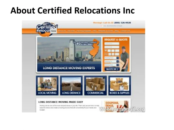 About us certified relocations inc