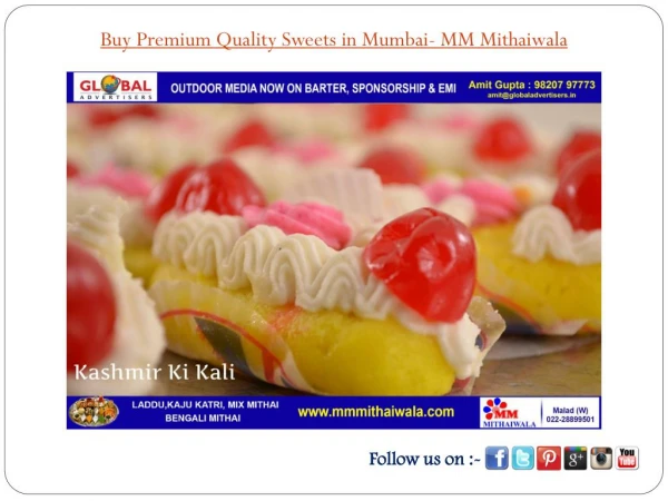 Buy Premium Quality Sweets in Mumbai- MM Mithaiwala