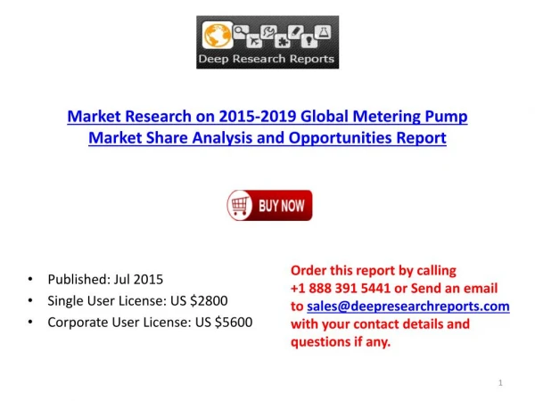 Global Metering Pump Market Size, Share and Trends Report 2015