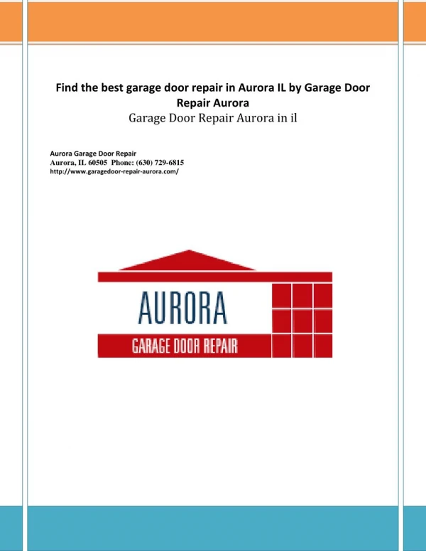 garage door repair aurora il