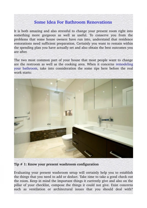 Some Idea For Bathroom Renovations