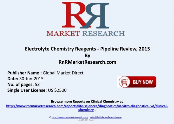 Electrolyte Chemistry Reagents Pipeline Comparative Analysis Review 2015