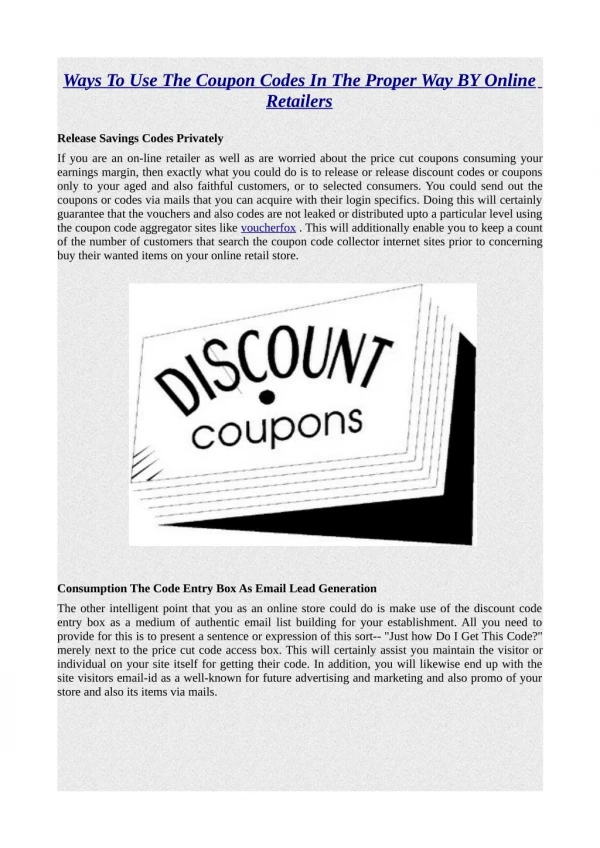 Ways To Use The Coupon Codes In The Proper Way BY Online Retailers