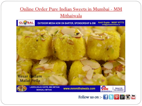Online Order Pure Indian Sweets in Mumbai - MM Mithaiwala