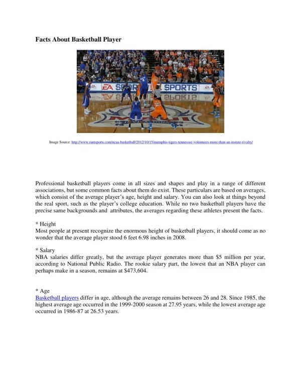 basketball player facts and information
