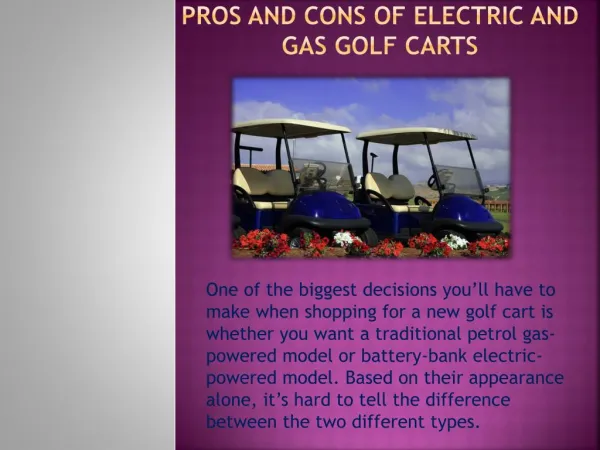 Pros and Cons of Electric and Gas Golf Carts