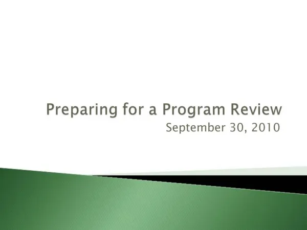 Preparing for a Program Review