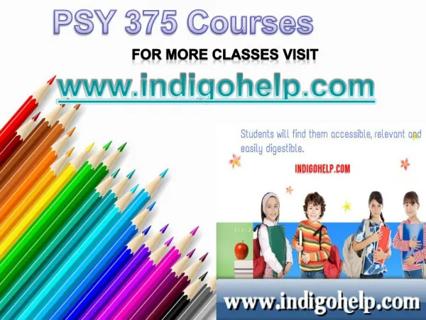 PSY 375 Course Tutorial/Indigohelp