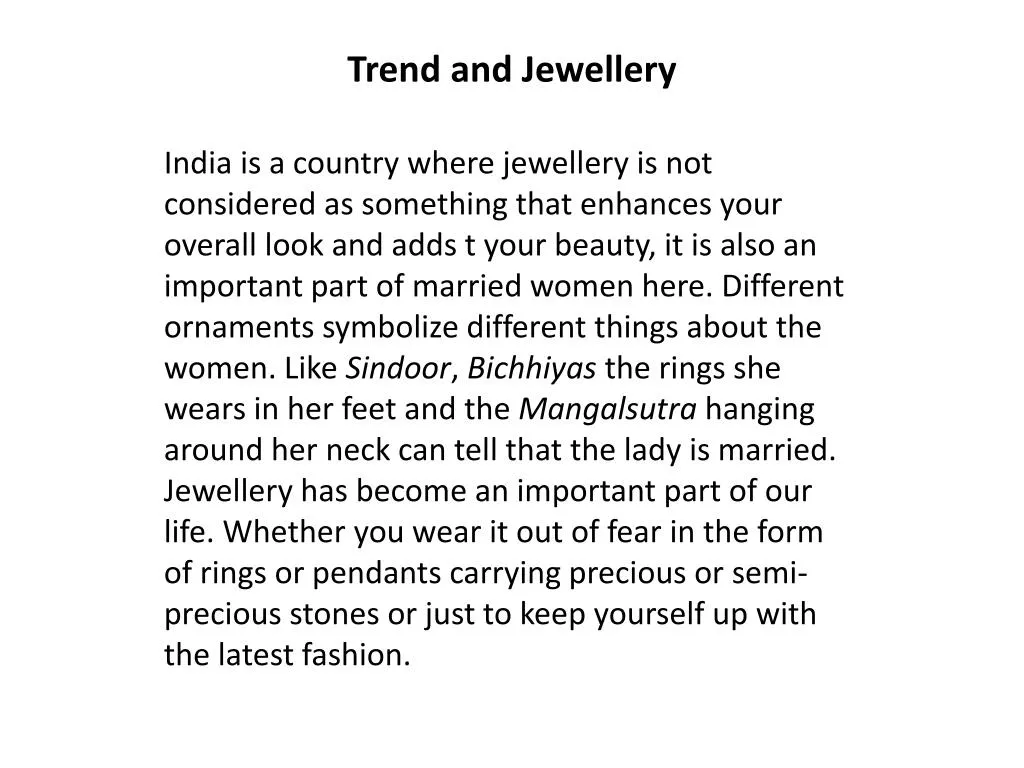 trend and jewellery