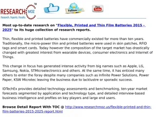 Flexible, Printed and Thin Film Batteries 2015 – 2025 - slide 1