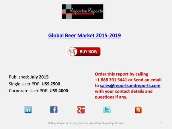 Overview on Beer Market and Growth Report 2015-2019