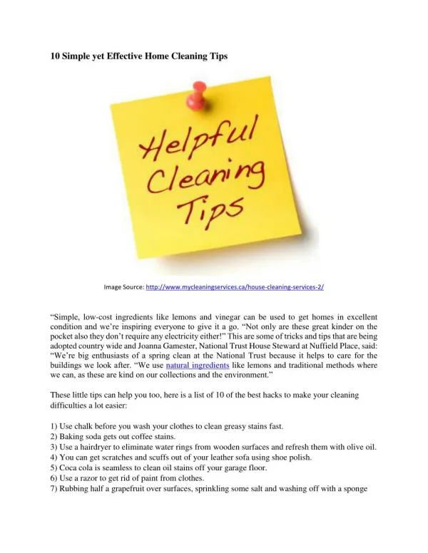10 Effective Yet Simple Home Cleaning Tips