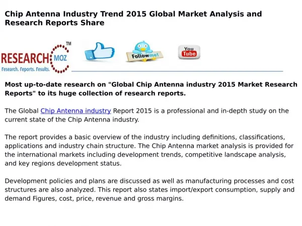 Global Chip Antenna industry 2015 Market Research Reports
