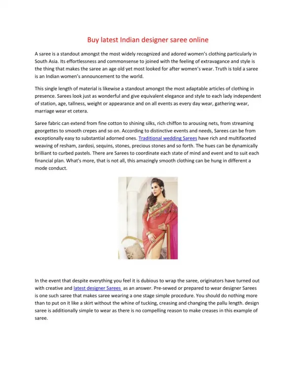 Buy latest Indian designer saree online