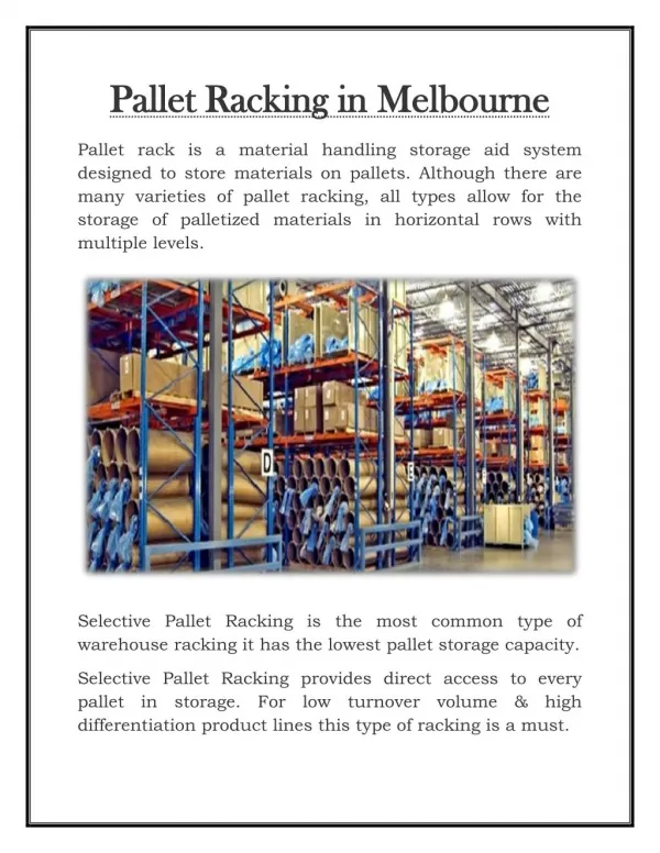 Pallet Racking Melbourne and Brisbane