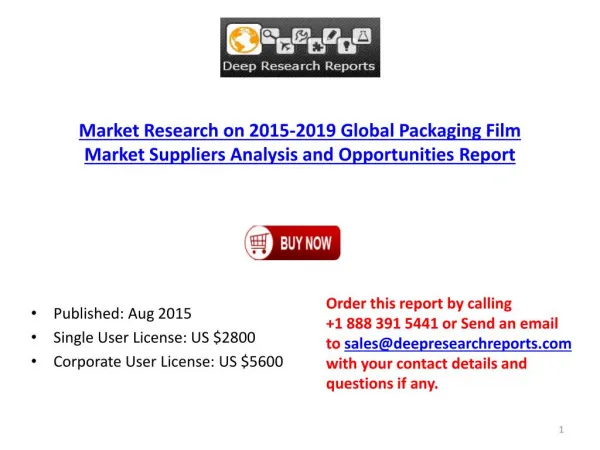 Packaging Film International Market Research Analysis Report 2015-2019