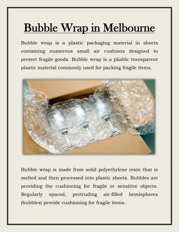 Bubble Wrap Melbourne