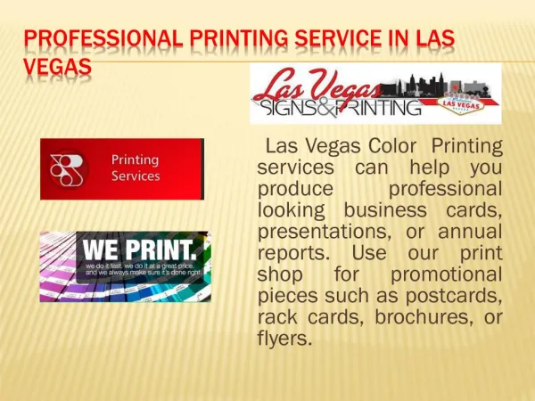 Printing services at Las Vegas
