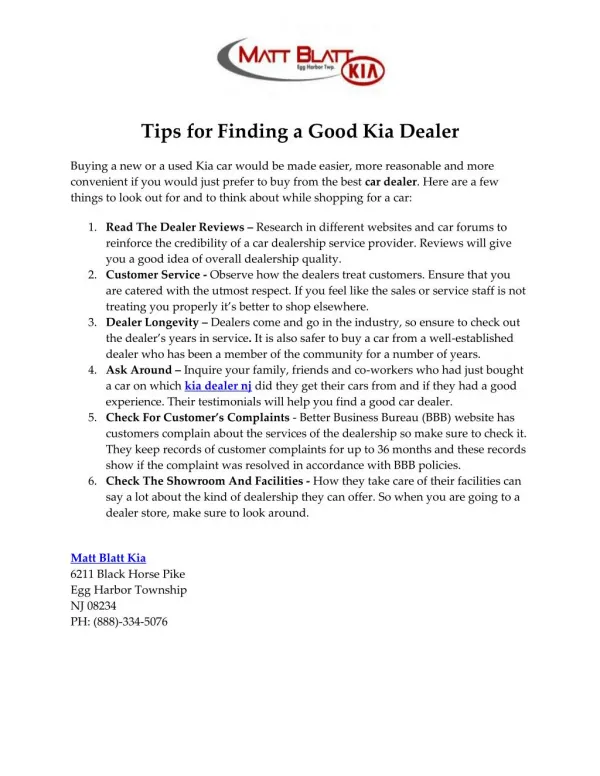 Tips for Finding a Good Kia Dealer