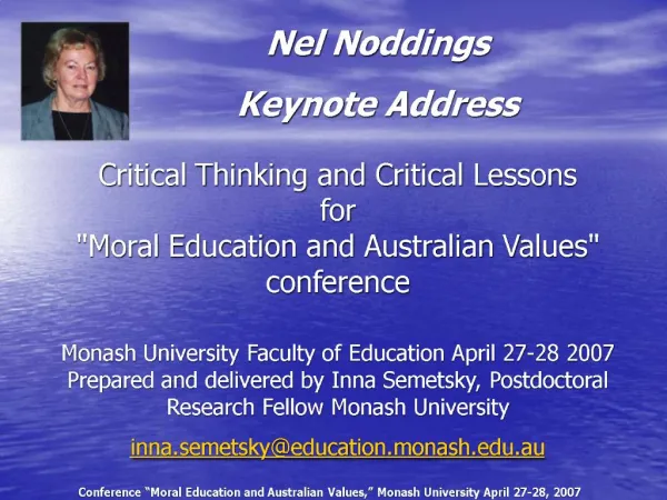 Budget for Moral Education and Australian Values Conference