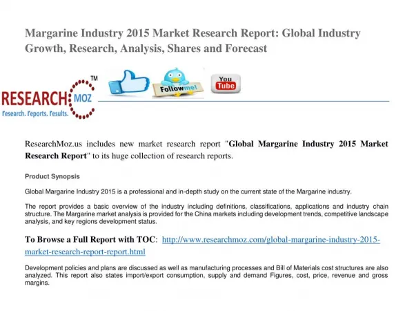 Global Margarine Industry 2015 Market Research Report