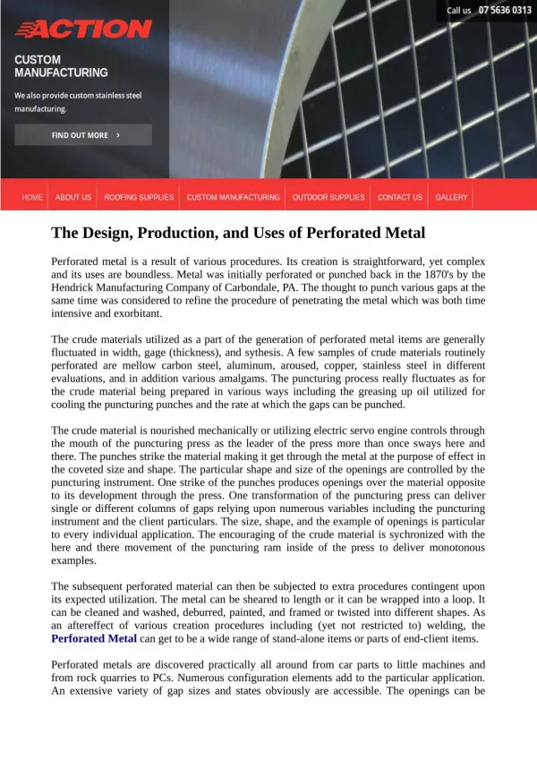 The Design, Production, and Uses of Perforated Metal